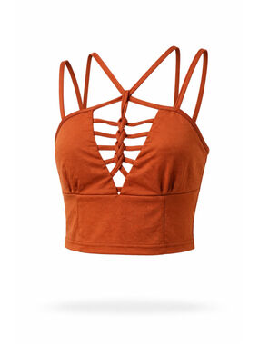 SHEIN Women's Size Small Rust Orange Strappy Braided Front Crop Top NWT